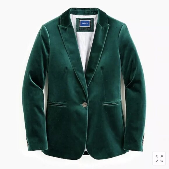 J. Crew Jackets & Blazers - NWOT J.Crew Parke Velvet Blazer in Old Forest Green Size 0